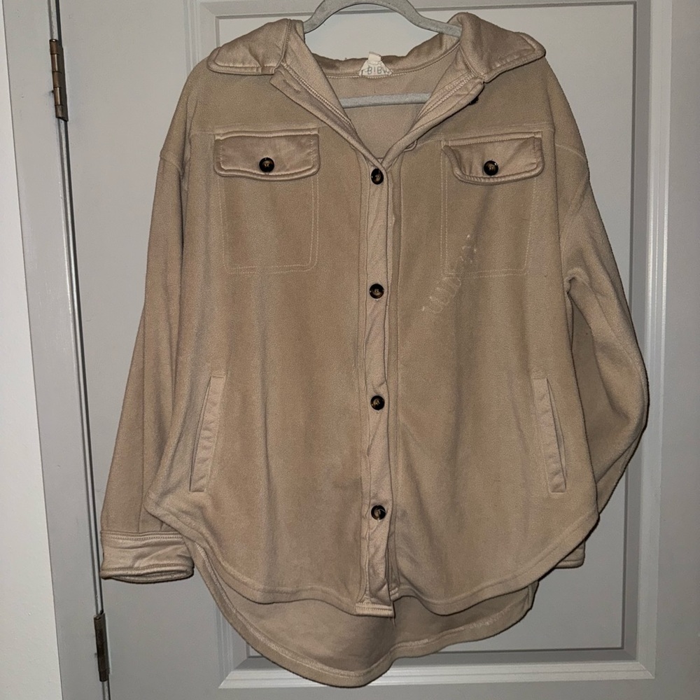 BiBi Tan Teddy Jacket Oversized Fit